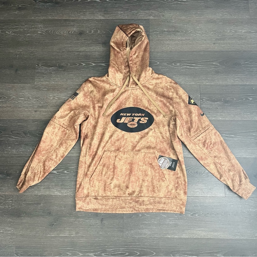 AUTHENTIC New York Jets‎ Nike 2023 Salute To Service Club Hoodie Brown MEDIUM